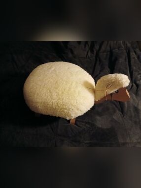 Sheep Footstool Ottoman in Cream Faux Sheepskin